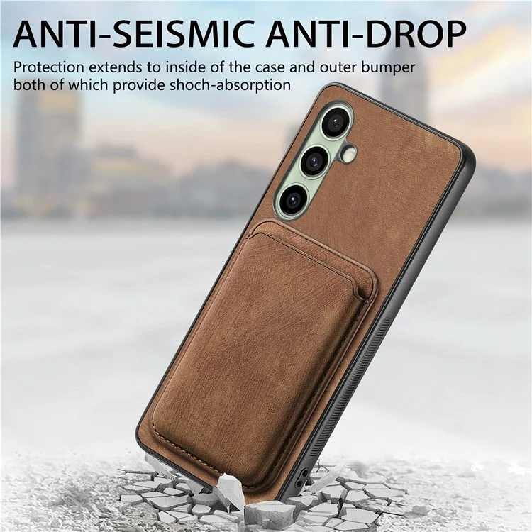 Funda para Samsung Galaxy S24 FE de cuero + TPU, funda de teléfono retro con ranura para tarjeta desmontable - Azul