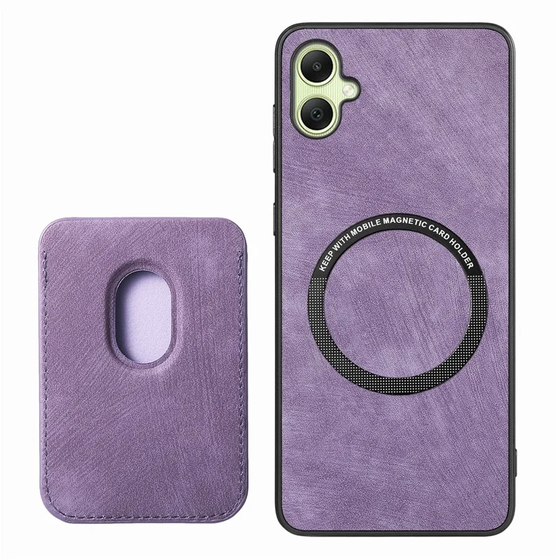 For Samsung Galaxy A06 4G Case Leather+TPU Retro Phone Cover with Detachable Card Slot - Purple