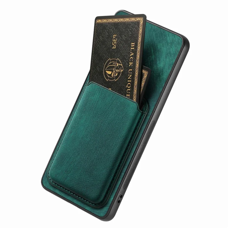 For Samsung Galaxy A06 4G Case Leather+TPU Retro Phone Cover with Detachable Card Slot - Green