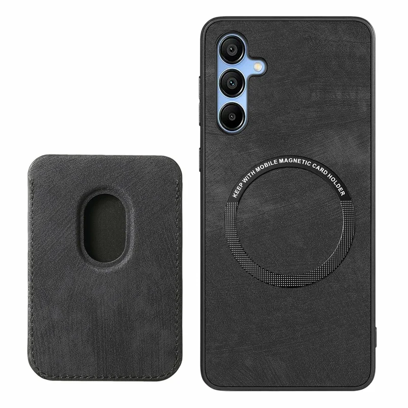 For Samsung Galaxy A16 4G / 5G Case Leather+TPU Retro Phone Cover with Detachable Card Slot - Black
