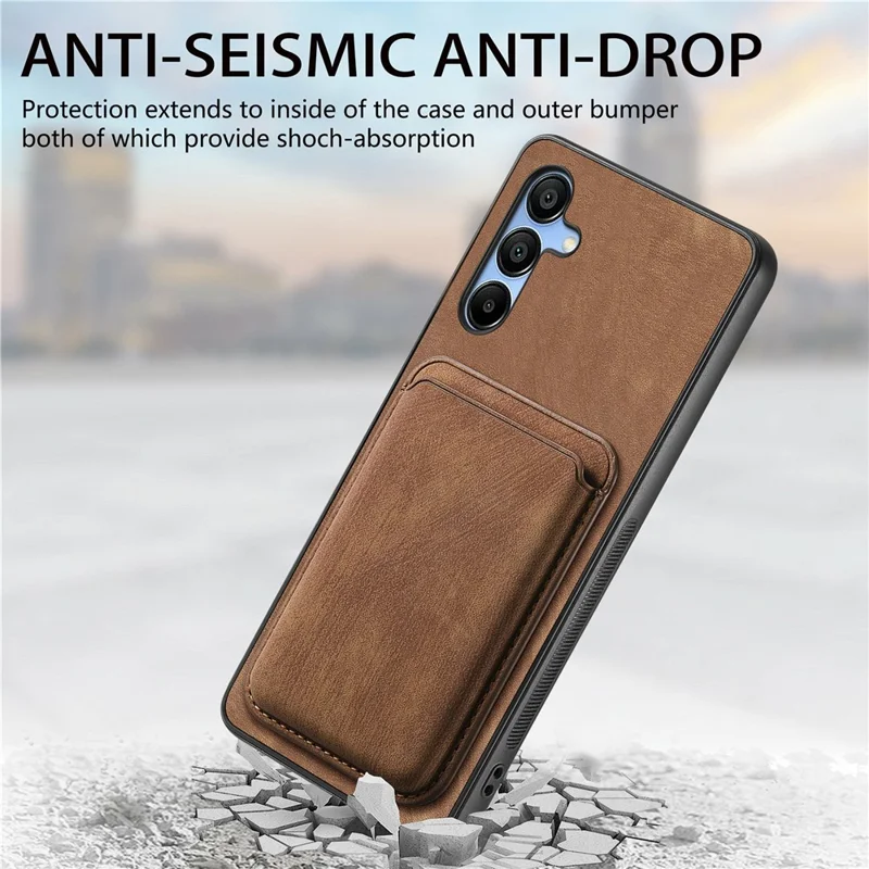 For Samsung Galaxy A16 4G / 5G Case Leather+TPU Retro Phone Cover with Detachable Card Slot - Black