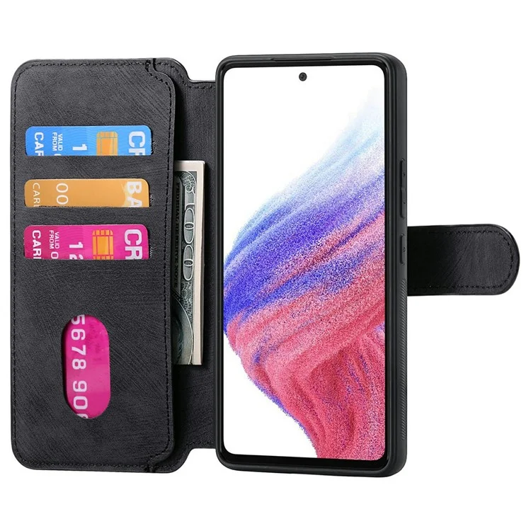 Étui CASENEO MW-03 pour Samsung Galaxy A06 Portefeuille amovible en cuir + couverture de téléphone TPU - Noir