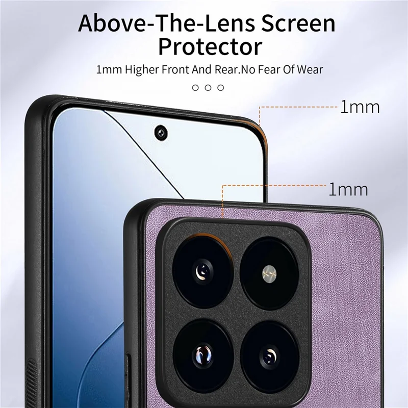 For Xiaomi 14T Case Kickstand Leather+TPU Non-Slip Protective Cover Card Slots - Purple