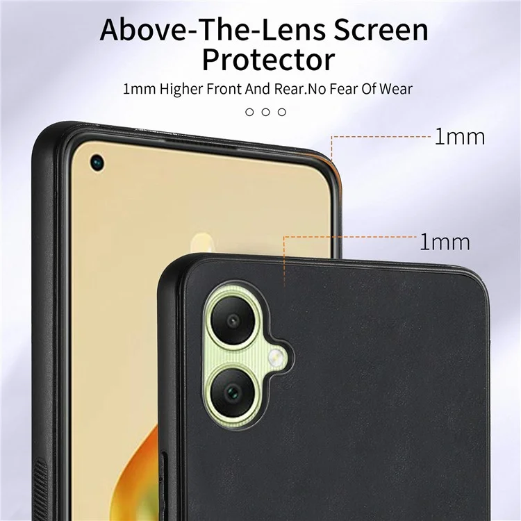 For Samsung Galaxy A06 4G Case Kickstand Leather+TPU Non-Slip Protective Cover Card Slots - Black