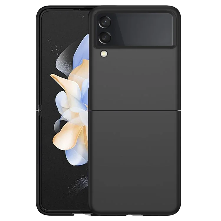 Per Samsung Galaxy Z Flip4 5G PC Cell Phone Back Cover Solid Color Smooth Grip Scratch-Resistant Phone Case - Nero