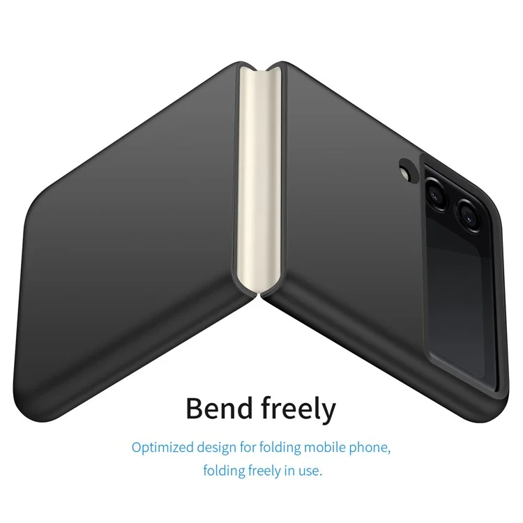 Per Samsung Galaxy Z Flip4 5G PC Cell Phone Back Cover Solid Color Smooth Grip Scratch-Resistant Phone Case - Nero