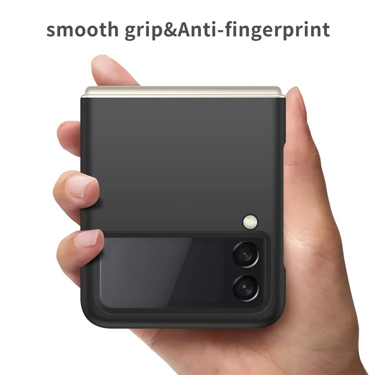 Per Samsung Galaxy Z Flip4 5G PC Cell Phone Back Cover Solid Color Smooth Grip Scratch-Resistant Phone Case - Nero