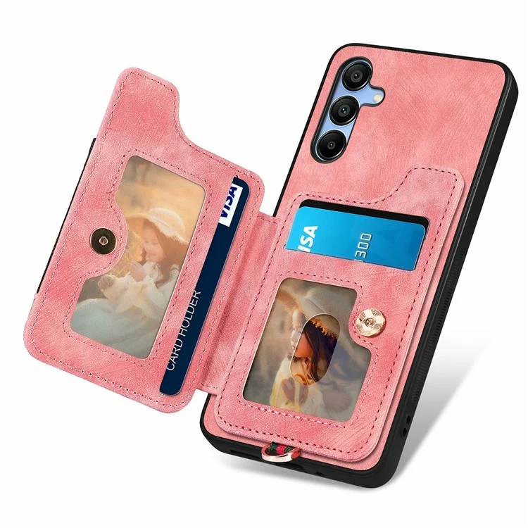 Для Samsung Galaxy A16 4G / A16 5G Чехол RFID Blocking Handbag Leather+TPU Phone Cover Card Slots, Ring Holder - Розовый