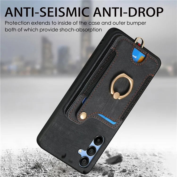 Для Samsung Galaxy A16 4G / A16 5G Чехол RFID Blocking Handbag Leather+TPU Phone Cover Card Slots, Ring Holder - Розовый