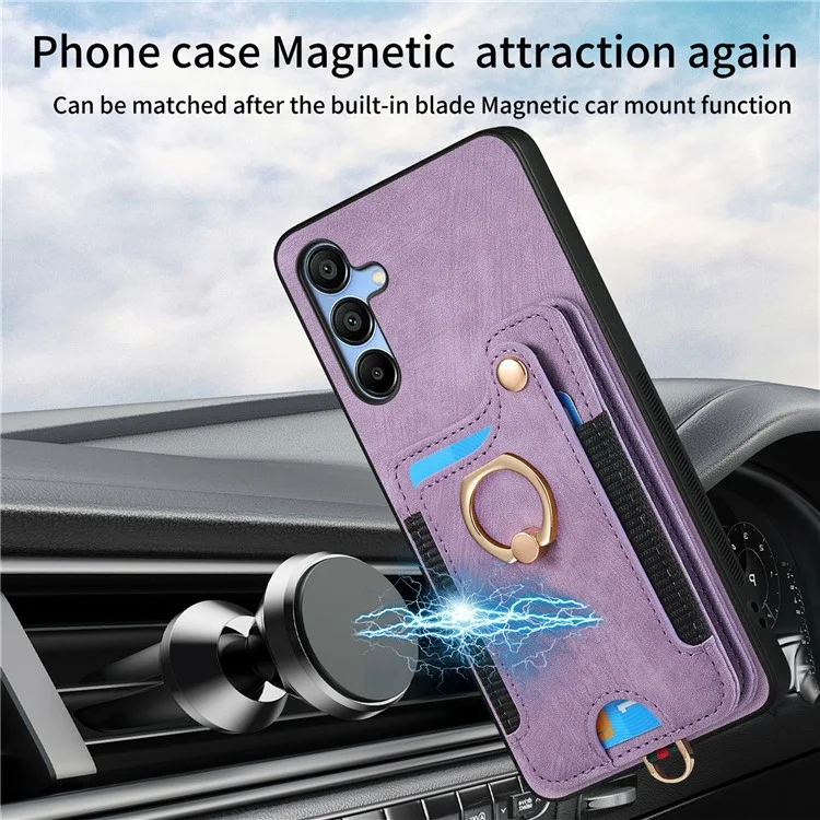 Для Samsung Galaxy A16 4G / A16 5G Чехол RFID Blocking Handbag Leather+TPU Phone Cover Card Slots, Ring Holder - Розовый