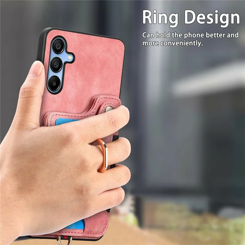 For Samsung Galaxy A16 4G  /  A16 5G Case RFID Blocking Handbag Leather+TPU Phone Cover Card Slots, Ring Holder - Black