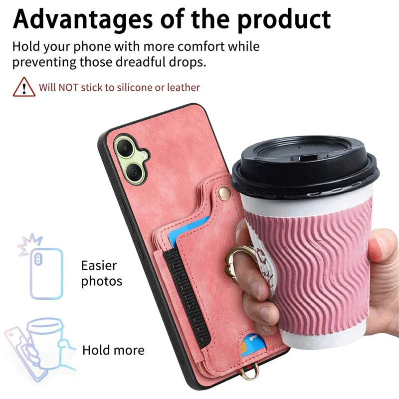 For Samsung Galaxy A06 4G Case RFID Blocking Handbag Leather+TPU Phone Cover Card Slots, Ring Holder - Green