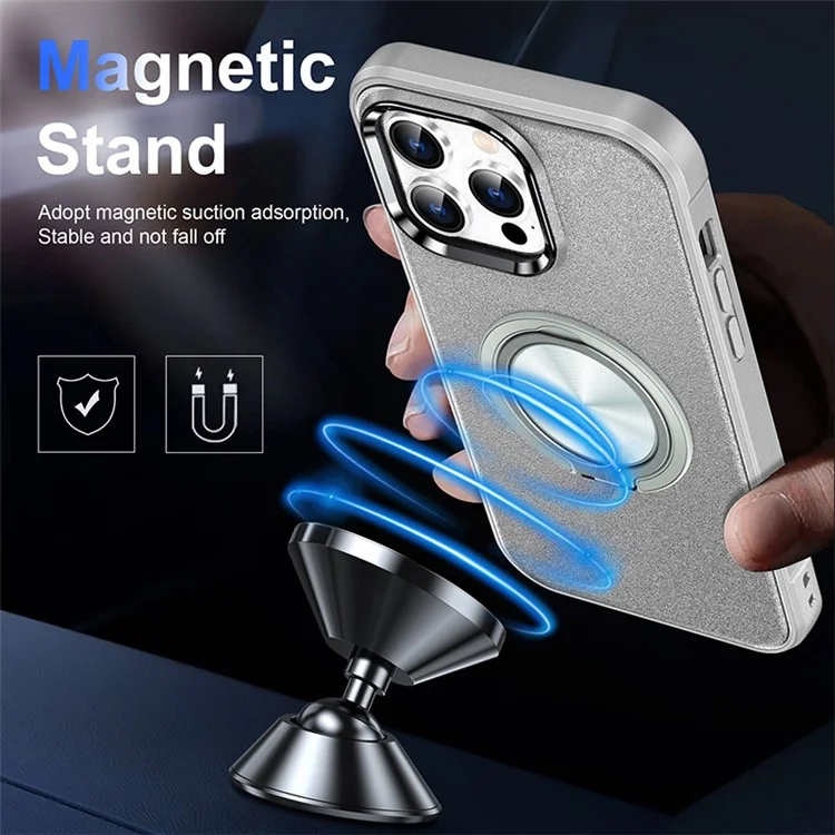 Bulk Purchasing For iPhone 12 Case Ring Kickstand PC+TPU Matte Phone Cover - Silver