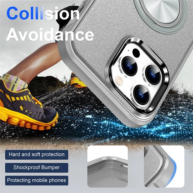 Bulk Purchasing For iPhone 12 Case Ring Kickstand PC+TPU Matte Phone Cover - Silver