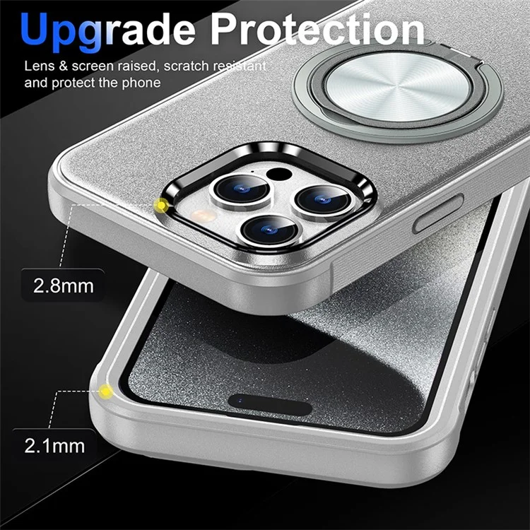 Bulk Purchasing For iPhone 12 Pro Max Case Ring Kickstand PC+TPU Matte Phone Cover - Silver