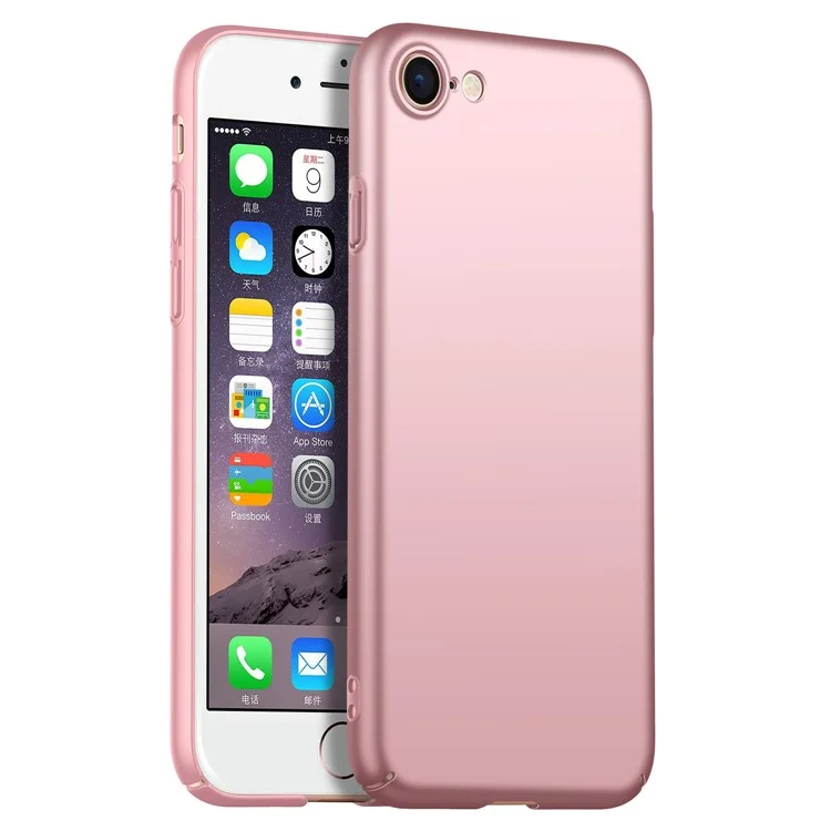 Pour Iphone SE (2020) / (2022) / 8 / 7 4,7 Pouces Couleur Solide Ultra Slim Téléphone Couverture du Téléphone à Amortissement Anti-doigt Protecteur Hard PC Téléphone PC - or Rose