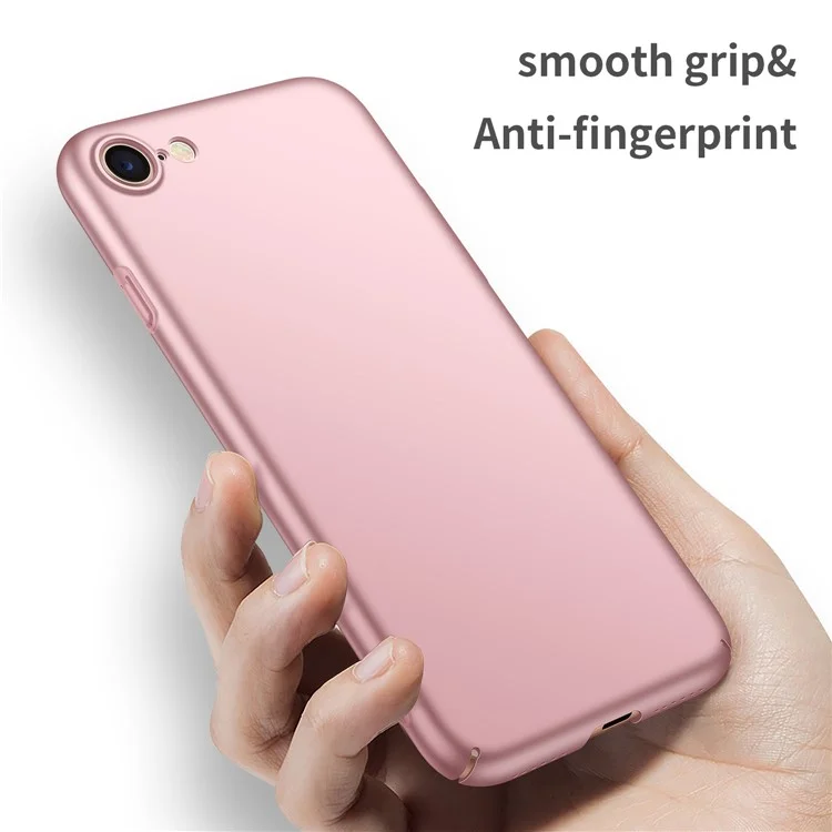 Pour Iphone SE (2020) / (2022) / 8 / 7 4,7 Pouces Couleur Solide Ultra Slim Téléphone Couverture du Téléphone à Amortissement Anti-doigt Protecteur Hard PC Téléphone PC - or Rose