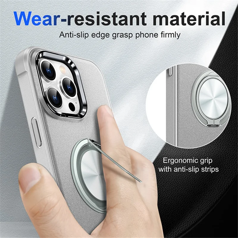 Bulk Purchasing For iPhone 14 Pro Max Case Ring Kickstand PC+TPU Matte Phone Cover - Black