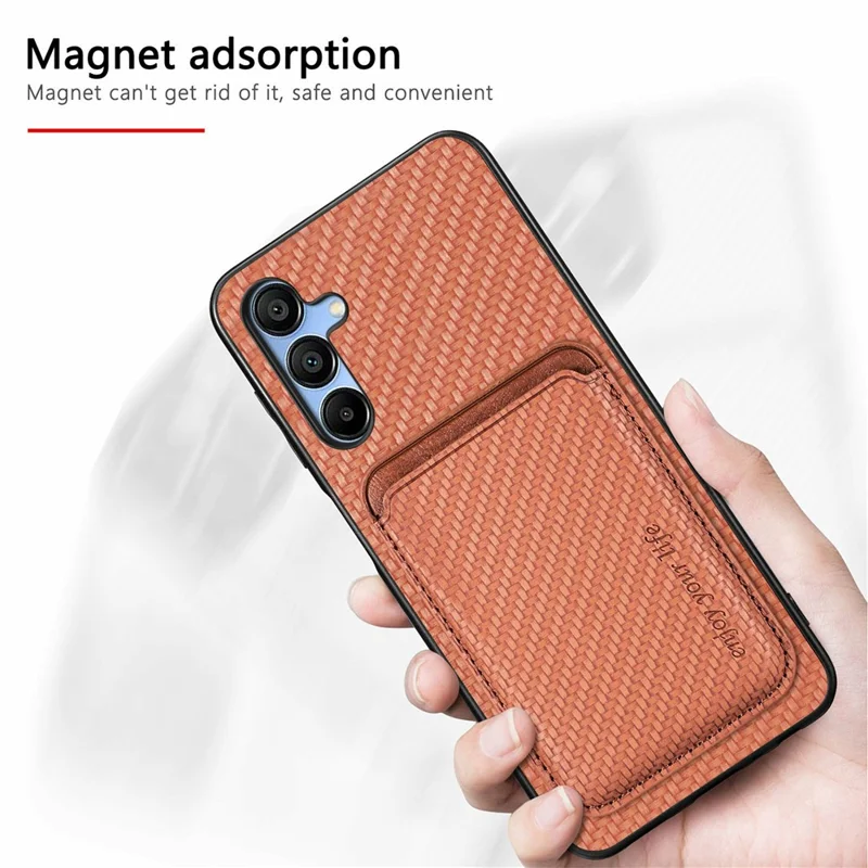 Capa para Samsung Galaxy A16 4G / 5G de fibra de carbono e couro com bolsa destacável para cartões - Preto