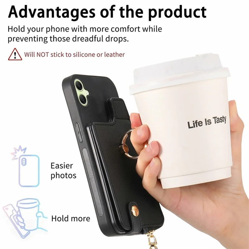 For Samsung Galaxy A06 4G Case Zipper Pocket Kickstand Leather Phone Back Cover - Purple