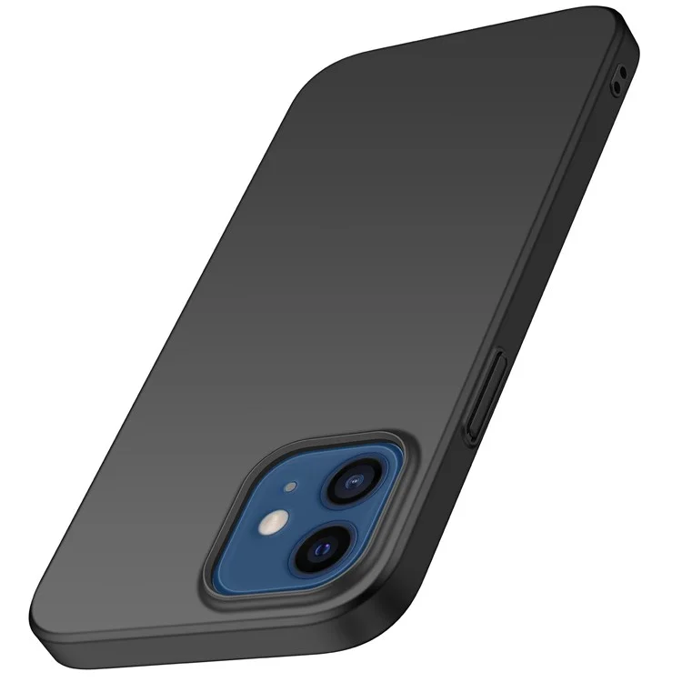 Cell Phone Case for iPhone 12 mini 5.4 inch, Raised Bezel Shockproof Solid Color Phone Back Cover - Black