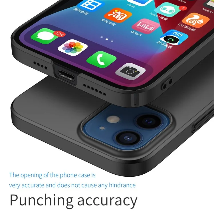Cell Phone Case for iPhone 12 mini 5.4 inch, Raised Bezel Shockproof Solid Color Phone Back Cover - Black