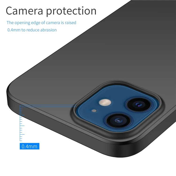 Cell Phone Case for iPhone 12 mini 5.4 inch, Raised Bezel Shockproof Solid Color Phone Back Cover - Black