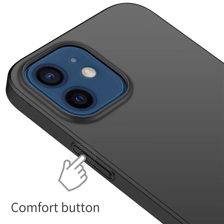 Cell Phone Case for iPhone 12 mini 5.4 inch, Raised Bezel Shockproof Solid Color Phone Back Cover - Black