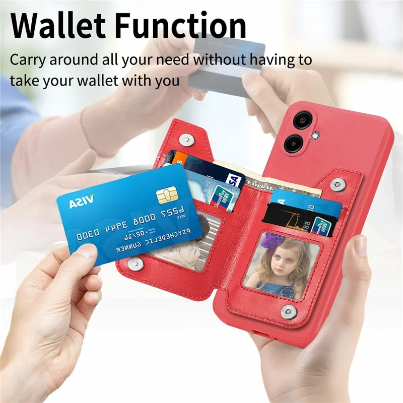 For Samsung Galaxy A06 4G Case PU Leather+TPU Phone Cover with Zipper Pocket Wallet - Red