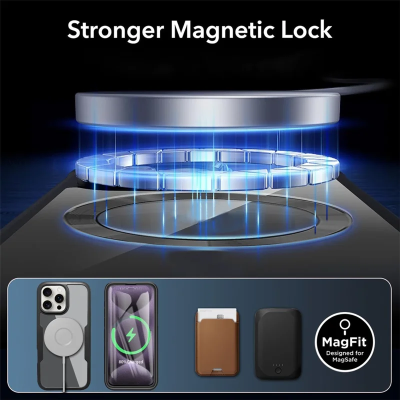 For iPhone 16 Pro Case Compatible with MagSafe CD Vein PC+TPU+Acrylic Full Protection Phone Cover - Black