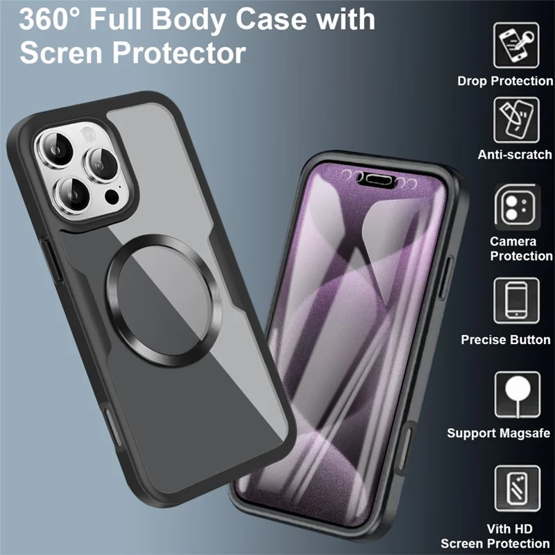 For iPhone 16 Pro Max Case Compatible with MagSafe CD Vein PC+TPU+Acrylic Full Protection Phone Cover - Midnight Green