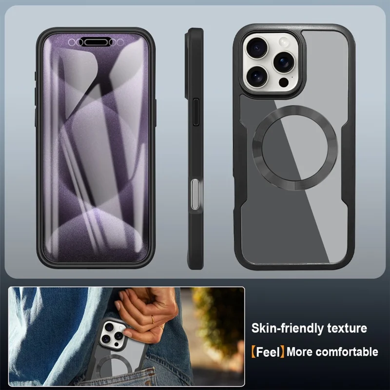 For iPhone 16 Pro Max Case Compatible with MagSafe CD Vein PC+TPU+Acrylic Full Protection Phone Cover - Midnight Green