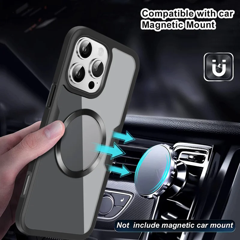 For iPhone 16 Pro Max Case Compatible with MagSafe CD Vein PC+TPU+Acrylic Full Protection Phone Cover - Midnight Green