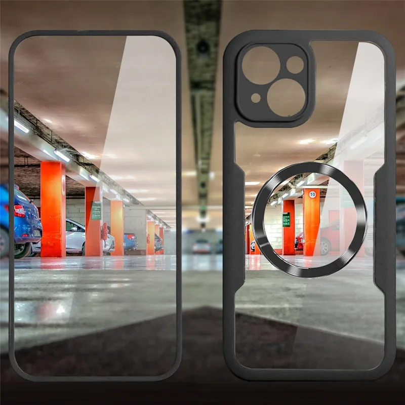 Voor iPhone 15 Hoesje Compatibel met MagSafe CD-nerf PC+TPU+Acryl Volledige Bescherming Telefoonhoes - Zwart