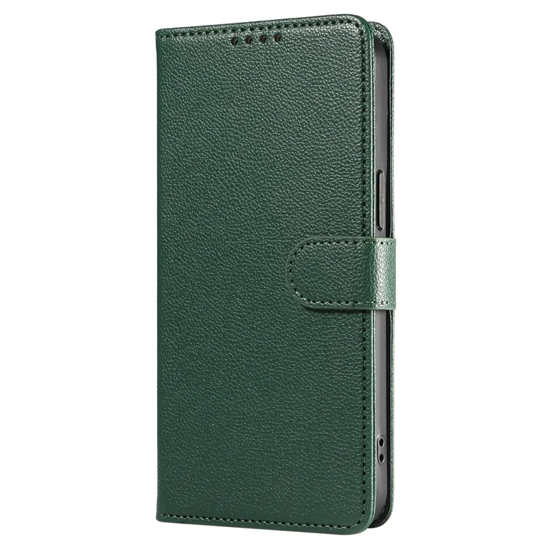 For iPhone 13 Pro Leather Case Litchi Texture RFID Blocking Wallet Stand Phone Cover - Green