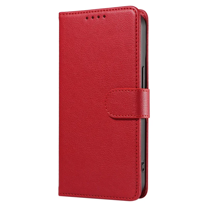 For iPhone 14 Plus Leather Case Litchi Texture RFID Blocking Wallet Stand Phone Cover - Wine Red