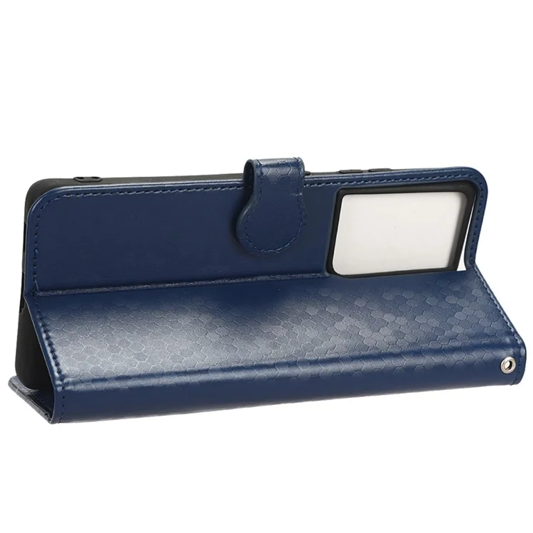 Capa de Telefone Anti-grop Para Samsung Galaxy S21 Ultra 5G, Padrão de Ponto Impressa Coloque PU Magnético Coloque Flip Stand Tampa - Safira