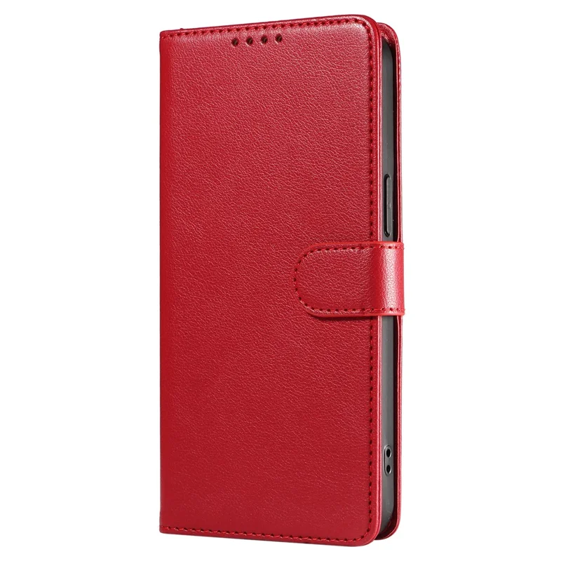 For iPhone 15 Pro Max Leather Case Litchi Texture RFID Blocking Wallet Stand Phone Cover - Wine Red