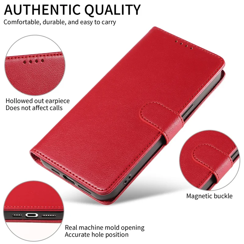 For iPhone 15 Pro Max Leather Case Litchi Texture RFID Blocking Wallet Stand Phone Cover - Wine Red