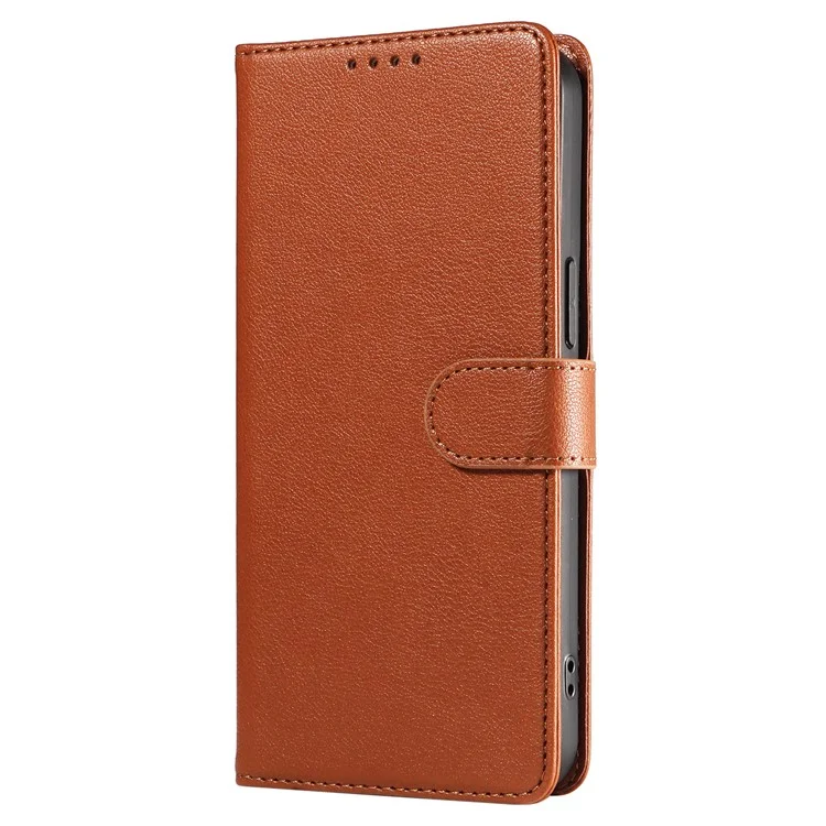 For iPhone 15 Pro Max Leather Case Litchi Texture RFID Blocking Wallet Stand Phone Cover - Brown