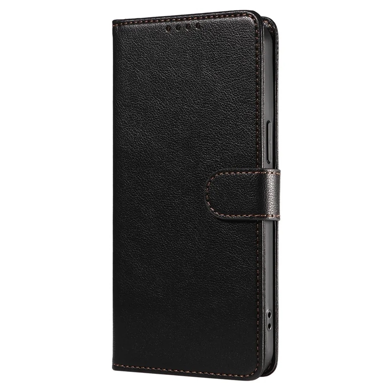For iPhone 15 Pro Leather Case Litchi Texture RFID Blocking Wallet Stand Phone Cover - Black
