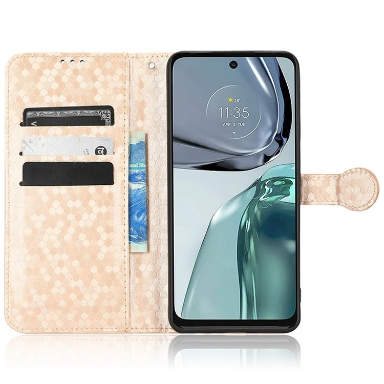Telefon Brieftasche Hülle Für Motorola Moto G62 5G, Punktmuster Eingeprägter PU -leder -magnetverschluss Phone Shell Ständer Folio Flip Cover Mit Riemen - Roségold