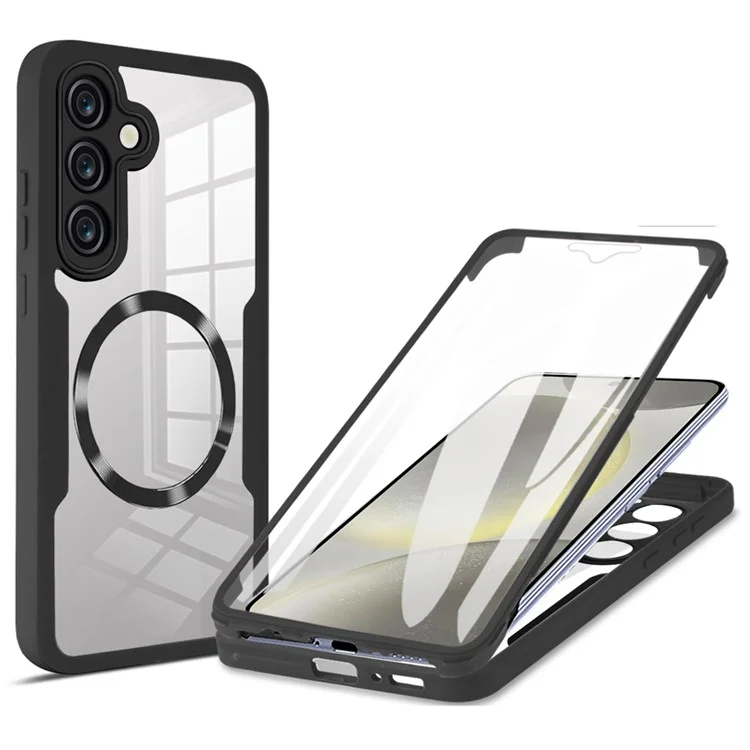 Coque pour Samsung Galaxy S24 compatible avec MagSafe CD Vein PC+TPU+Acrylique Protection complète - Noir