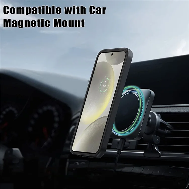 Coque pour Samsung Galaxy S24 compatible avec MagSafe CD Vein PC+TPU+Acrylique Protection complète - Noir