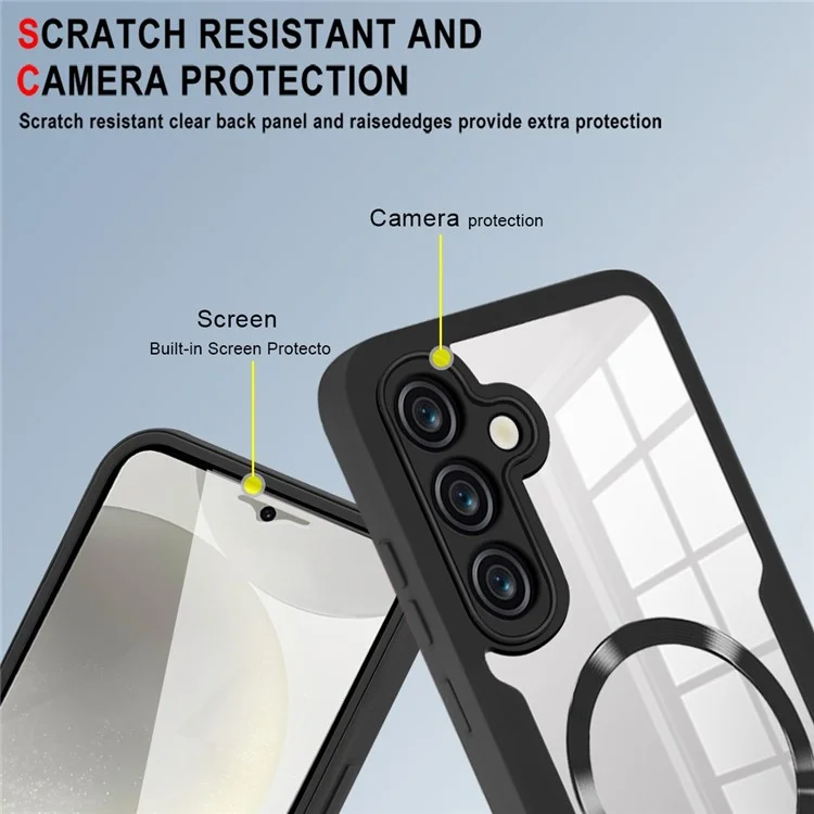 Coque pour Samsung Galaxy S24 compatible avec MagSafe CD Vein PC+TPU+Acrylique Protection complète - Noir