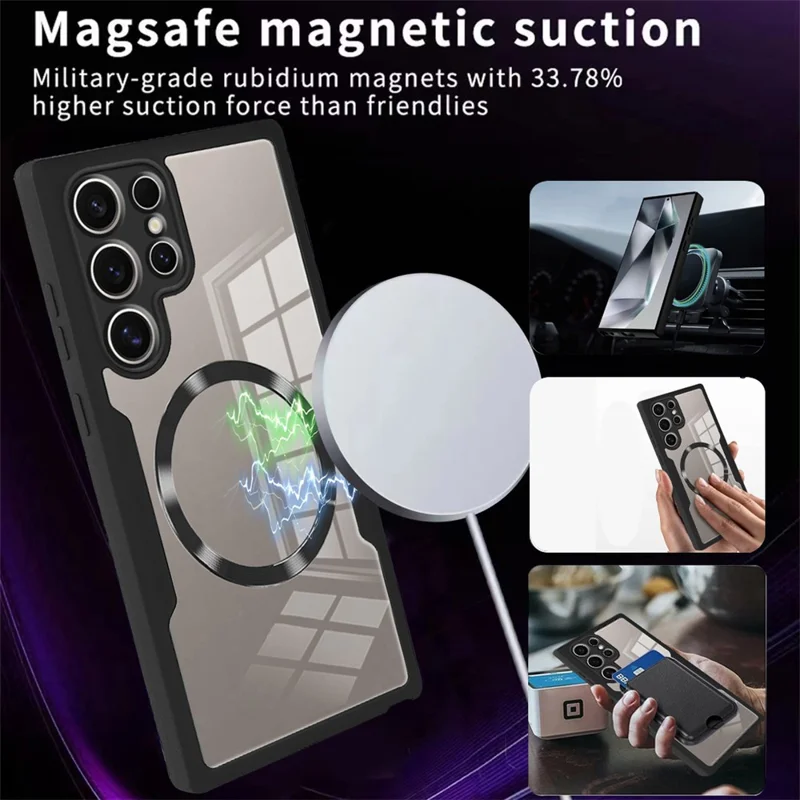 Capa compatível para Samsung Galaxy S24 Ultra com MagSafe CD Vein PC+TPU+Acrílico Proteção Total - Preta