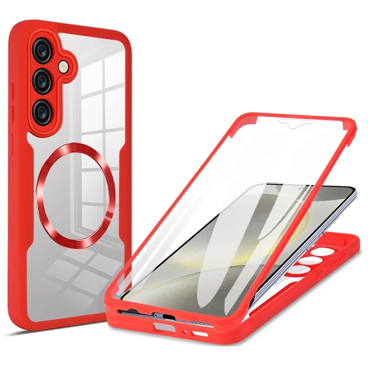 Étui compatible avec Samsung Galaxy S24+ avec MagSafe CD Vein PC+TPU+Acrylique Protection complète - Rouge