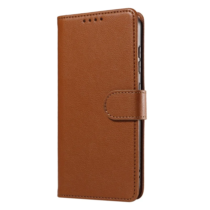 For Samsung Galaxy S23 FE Leather Case Litchi Texture RFID Blocking Wallet Stand Phone Cover - Brown