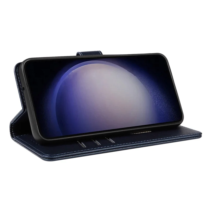 For Samsung Galaxy S24 FE Leather Case Litchi Texture RFID Blocking Wallet Stand Phone Cover - Blue