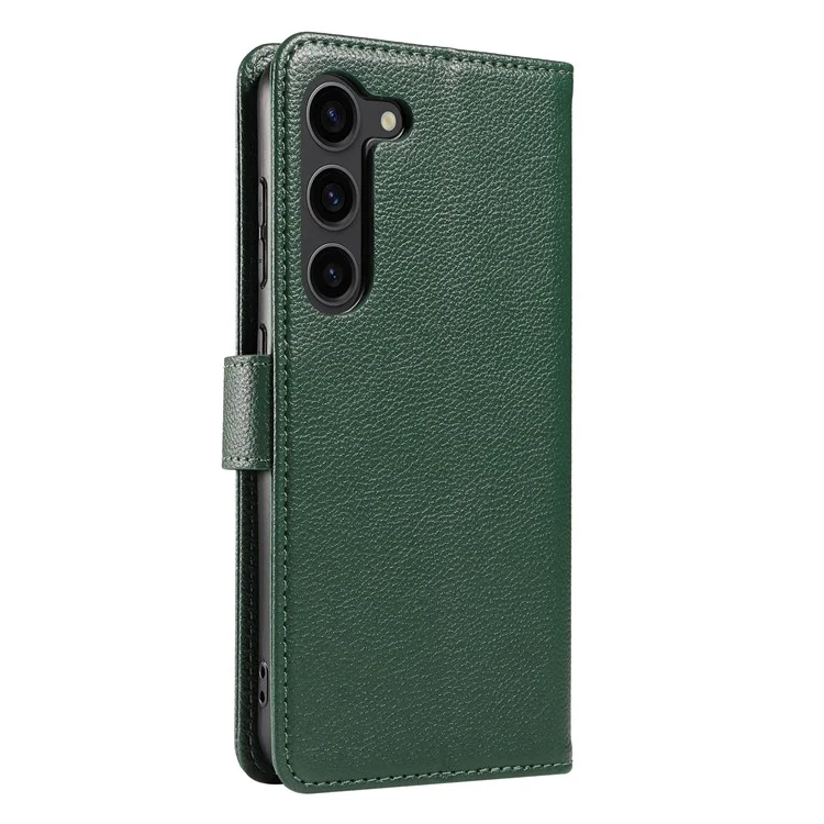 Étui en cuir à texture de litchi avec protection RFID et support pour Samsung Galaxy A25 5G (Global) (161,0 x 76,5 x 8,3 mm) - Vert